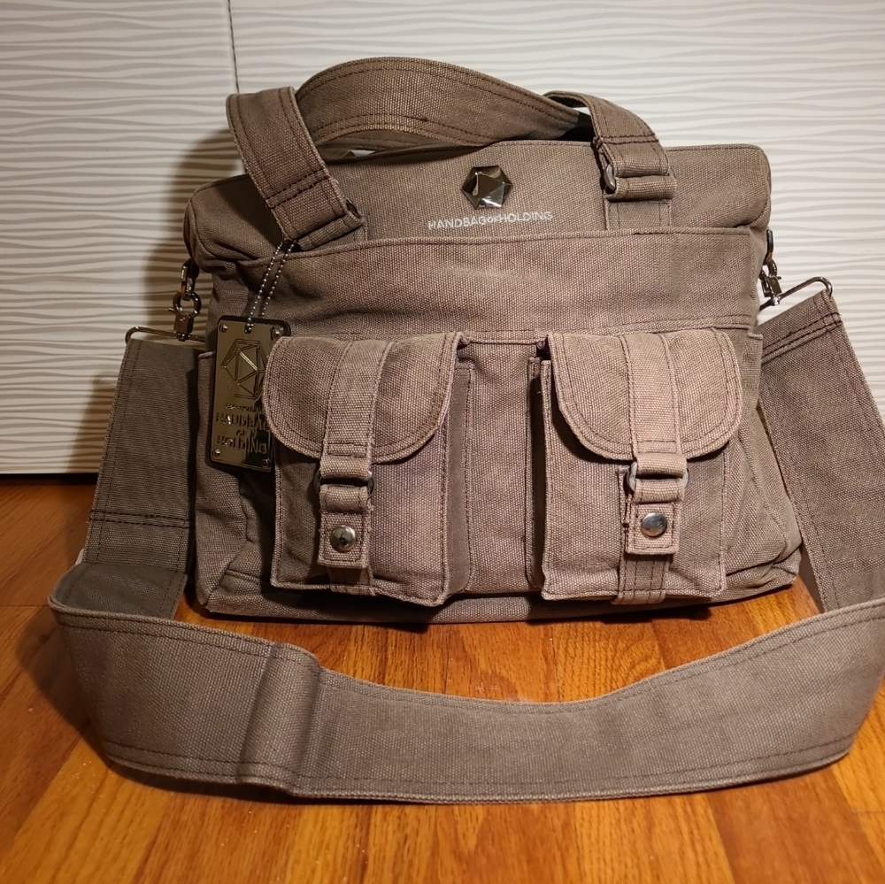 ThinkGeek Handbag of Holding Khaki Canvas Crossbody Messenger Bag